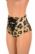 Leopard Print Front Lace Up Siren Shorts - 5