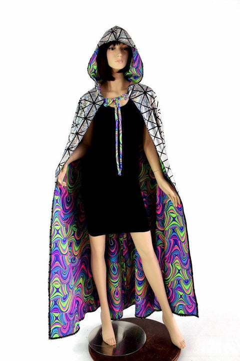 Silver & Glow Worm Reversible Cape - Coquetry Clothing