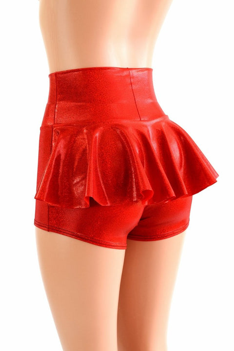 Red Sparkly Jewel Ruffle Rump Shorts - Coquetry Clothing