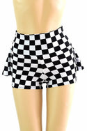 Black & White Checkered Ruffle Rump Shorts - 2