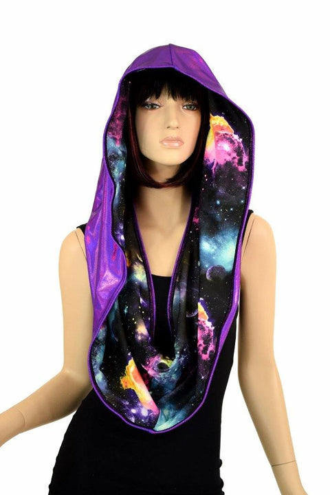 Galaxy & Purple HUGE Reversible Festival Hood - Coquetry Clothing