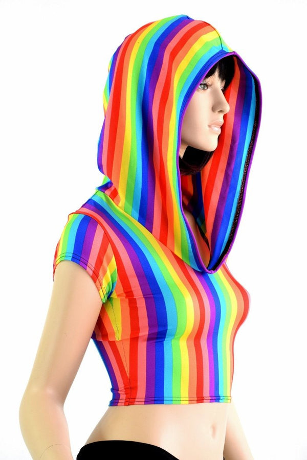 Rainbow Stripe Crop Hoodie - 3