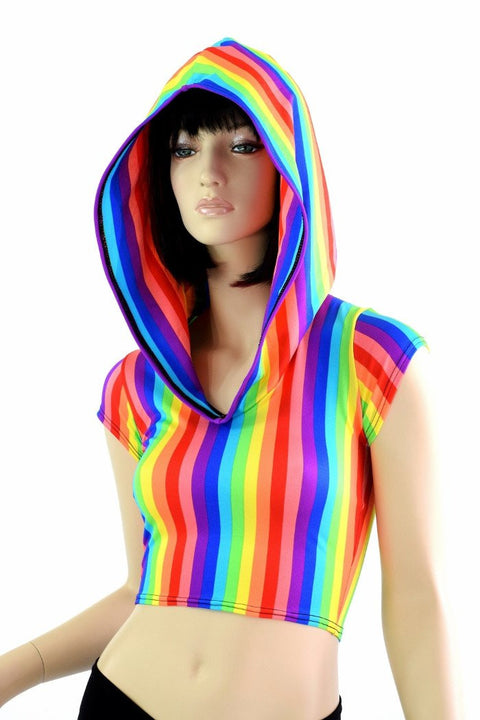 Rainbow Stripe Crop Hoodie - Coquetry Clothing