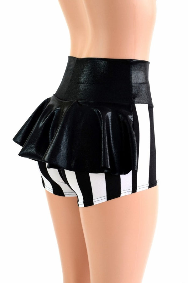 Ready to Ship Black & White Stripe Ruffle Rump Shorts XXS - 4