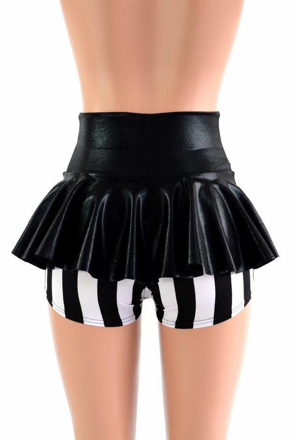 Black & White Stripe Ruffle Rump Shorts | Coquetry Clothing
