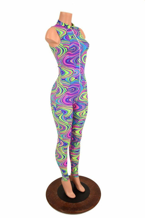 UV Glow Worm "Stella" Collar Catsuit - Coquetry Clothing