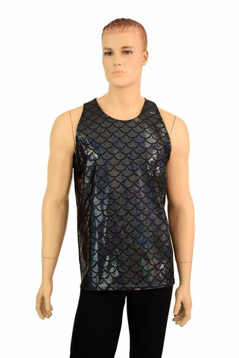 Mens Black Merman Scale Muscle Tank - Coquetry Clothing
