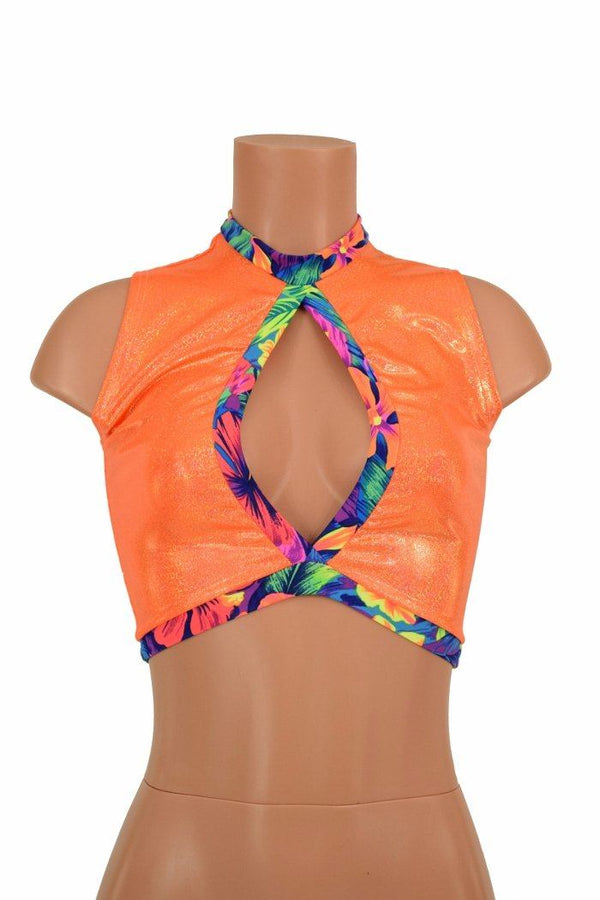 Sleeveless Keyhole Top in Orange - 1