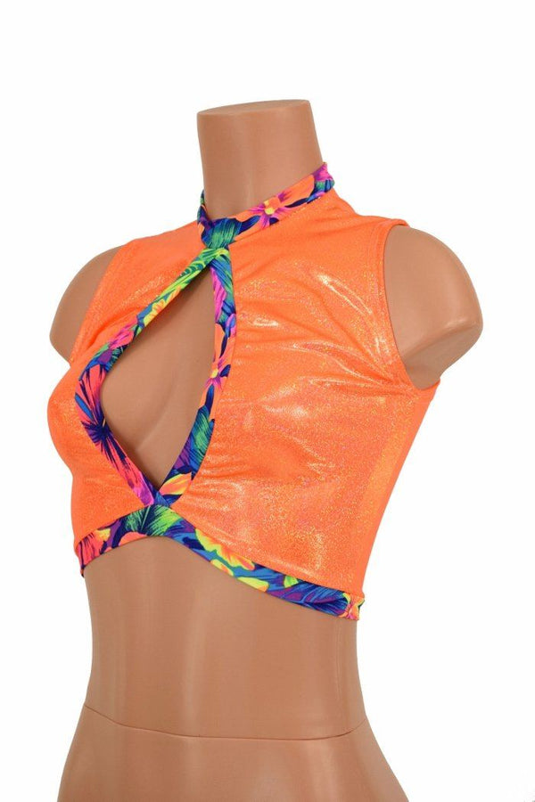 Sleeveless Keyhole Top in Orange - 4
