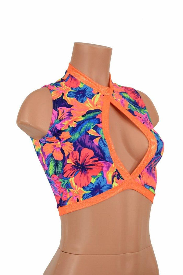 Sleeveless Keyhole Top in Tahitian Floral - 2