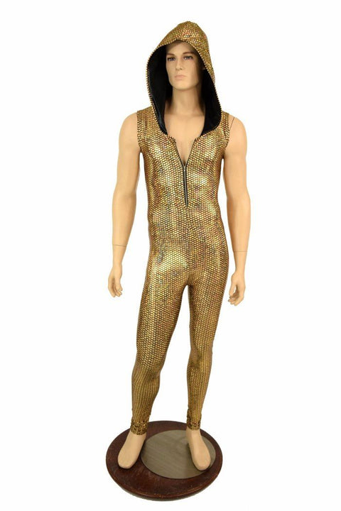 Mens Gold Fish Scale Catsuit - Coquetry Clothing