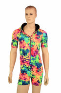 Mens Tee Length Sleeve Acid Splash Romper - 5