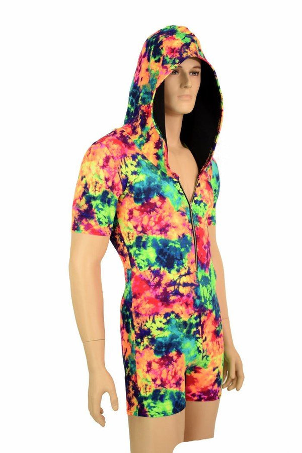 Mens Tee Length Sleeve Acid Splash Romper - 3