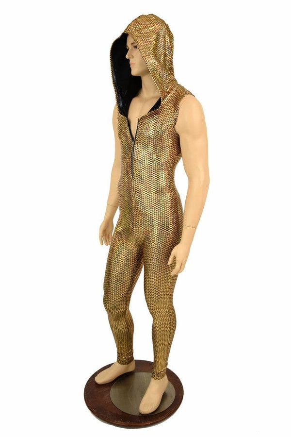Mens Gold Fish Scale Catsuit - 2