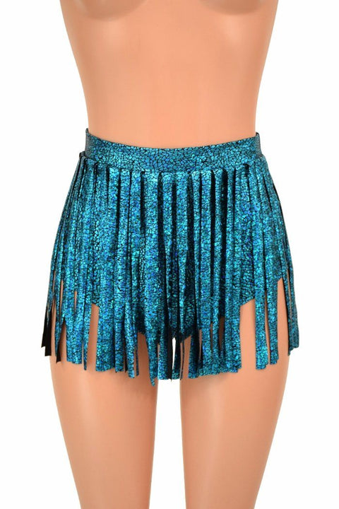 Siren Gladiator Shorts in Turquoise Shattered Glass - Coquetry Clothing