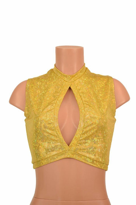 Sleeveless Keyhole Top in Gold Kaleidoscope - Coquetry Clothing