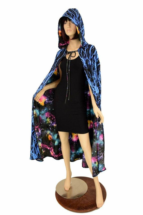 Lightning & Galaxy Reversible Hooded Cape - Coquetry Clothing