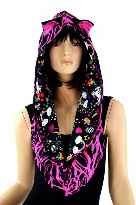Pink Lightning Reversible Infinity Festival Hood - Coquetry Clothing