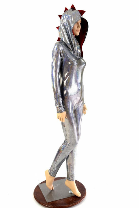 Silver Holographic Dragon Catsuit - Coquetry Clothing