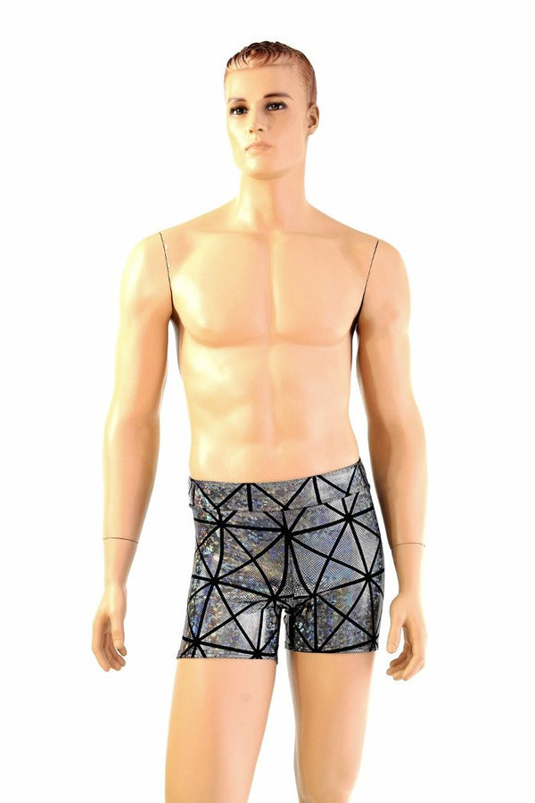 Mens "Rio" Midrise Shorts in Silver Cracked Tile - 6