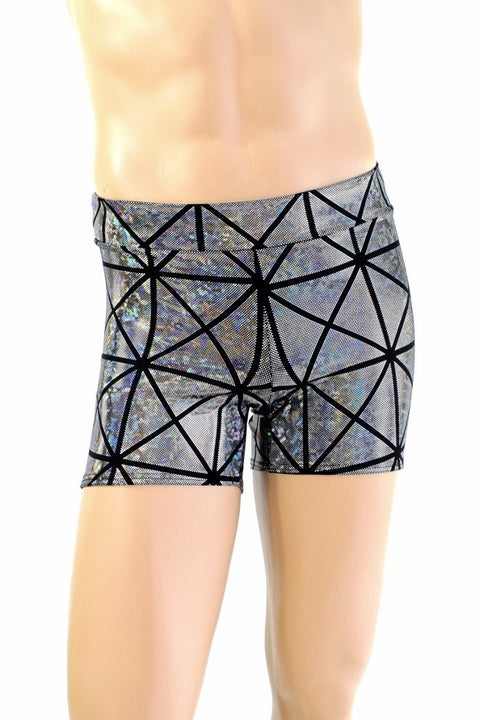 Mens "Rio" Midrise Shorts in Silver Cracked Tile - Coquetry Clothing