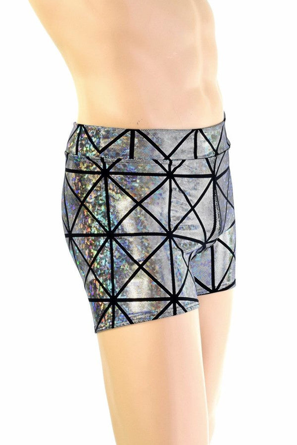 Mens "Rio" Midrise Shorts in Silver Cracked Tile - 4