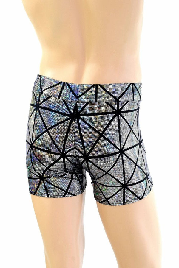 Mens "Rio" Midrise Shorts in Silver Cracked Tile - 3