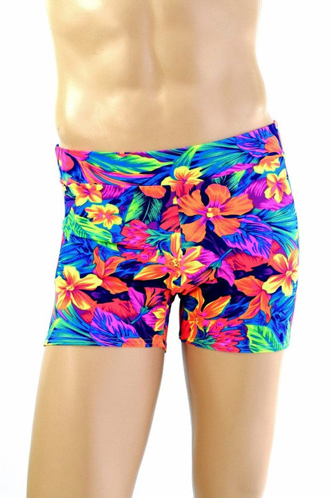 Mens "Rio" Midrise Shorts in Tahitian Floral - Coquetry Clothing