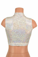Sleeveless Keyhole Top in Silvery White - 3