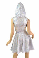 Silvery Holographic Pocket Skater Dress - 3