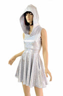 Silvery Holographic Pocket Skater Dress - 1