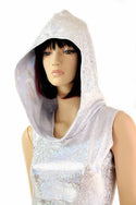 Silvery Holographic Pocket Skater Dress - 2