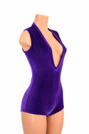 Deep Plunge Purple Velvet Romper - 1