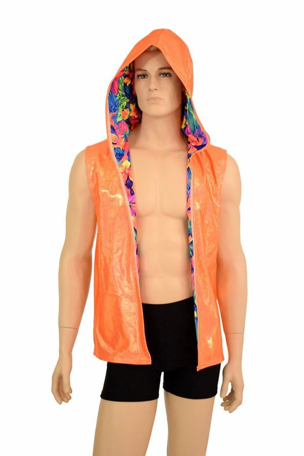 Mens Open Front Hooded Vest - 3