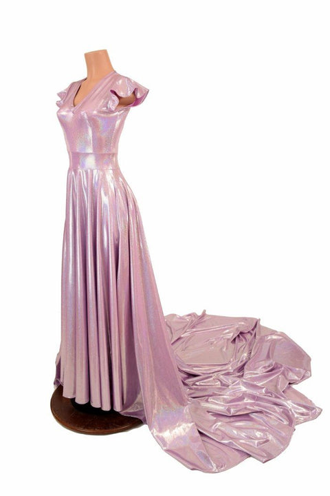 Lilac Holographic Circle Cut Gown - Coquetry Clothing