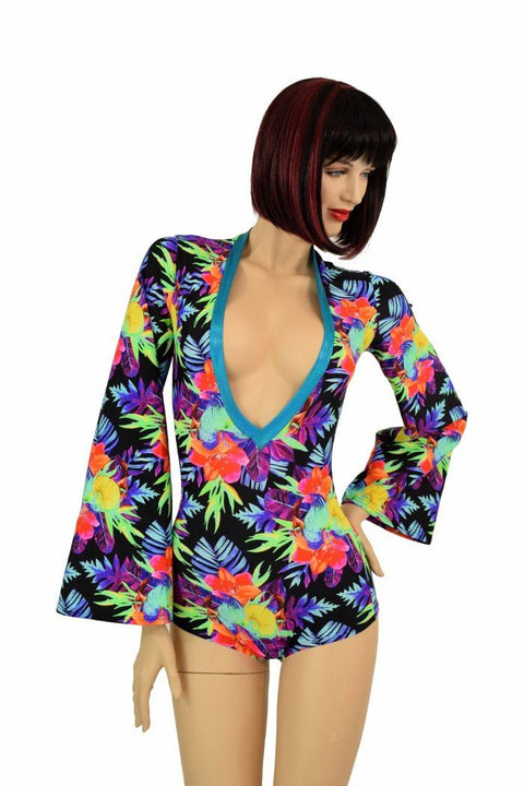 Sonic Bloom Plunging V Romper - Coquetry Clothing