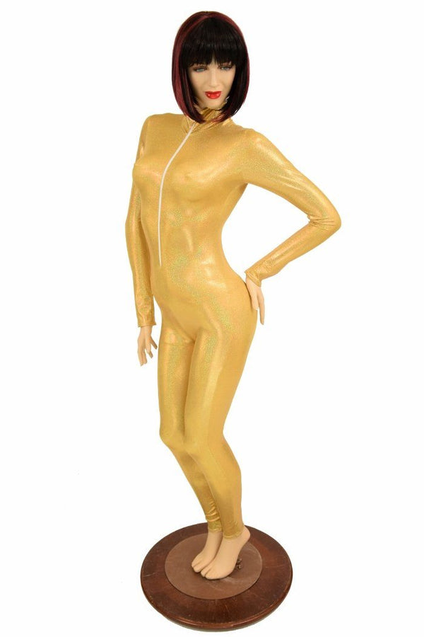 Gold Sparkly Turtle Neck Catsuit - 6