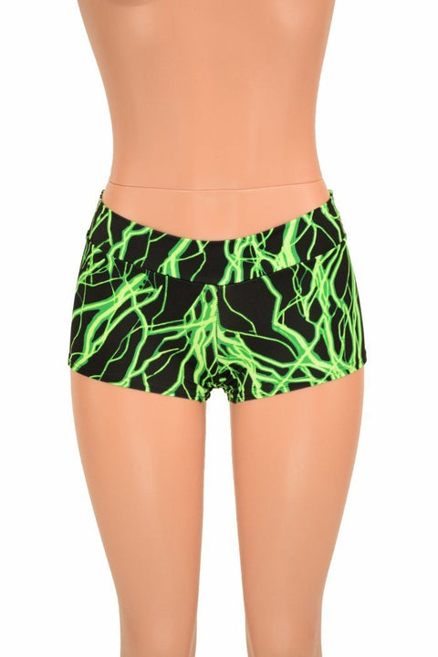 UV Glow Green Lightning Lowrise Shorts - Coquetry Clothing