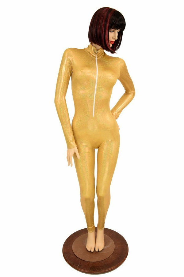 Gold Sparkly Turtle Neck Catsuit - 3