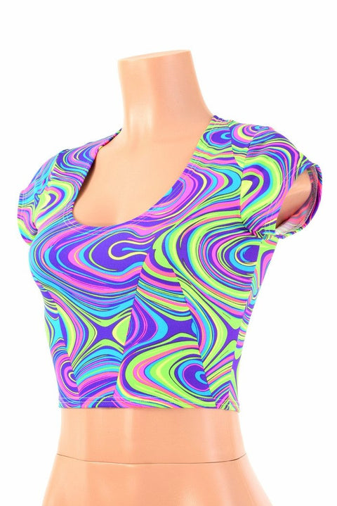 Glow Worm Cap Sleeve Crop Top - Coquetry Clothing