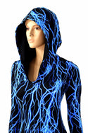 Neon Blue Lightning Hooded Catsuit - 7