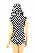 Checkered Hoodie Romper - 5