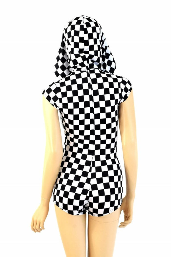 Checkered Hoodie Romper - 5