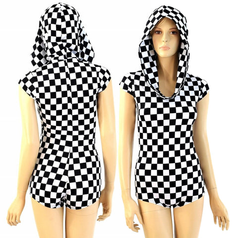 Checkered Hoodie Romper - Coquetry Clothing