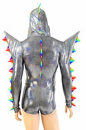 Mens Silver Holographic Spiked Romper - 6