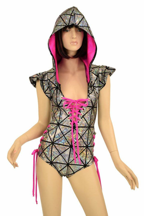 Cracked Tiles Neon and Holo Romper - Coquetry Clothing