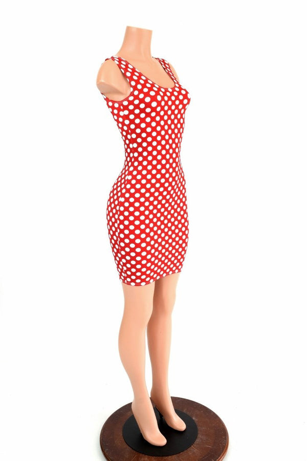 Red & White Polka Dot Tank Dress - 3