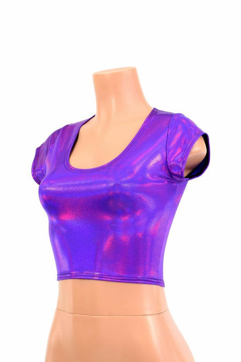 Purple Holographic Crop Top - Coquetry Clothing