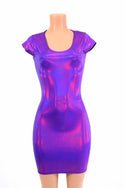 Purple Holographic Cap Sleeve Dress - 2