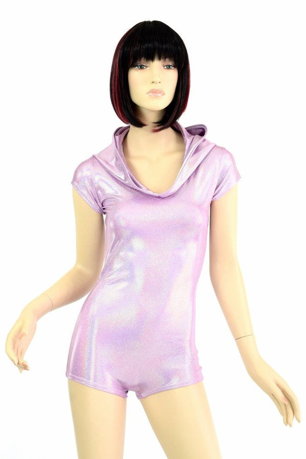 Lilac Holographic Hoodie Romper - 2